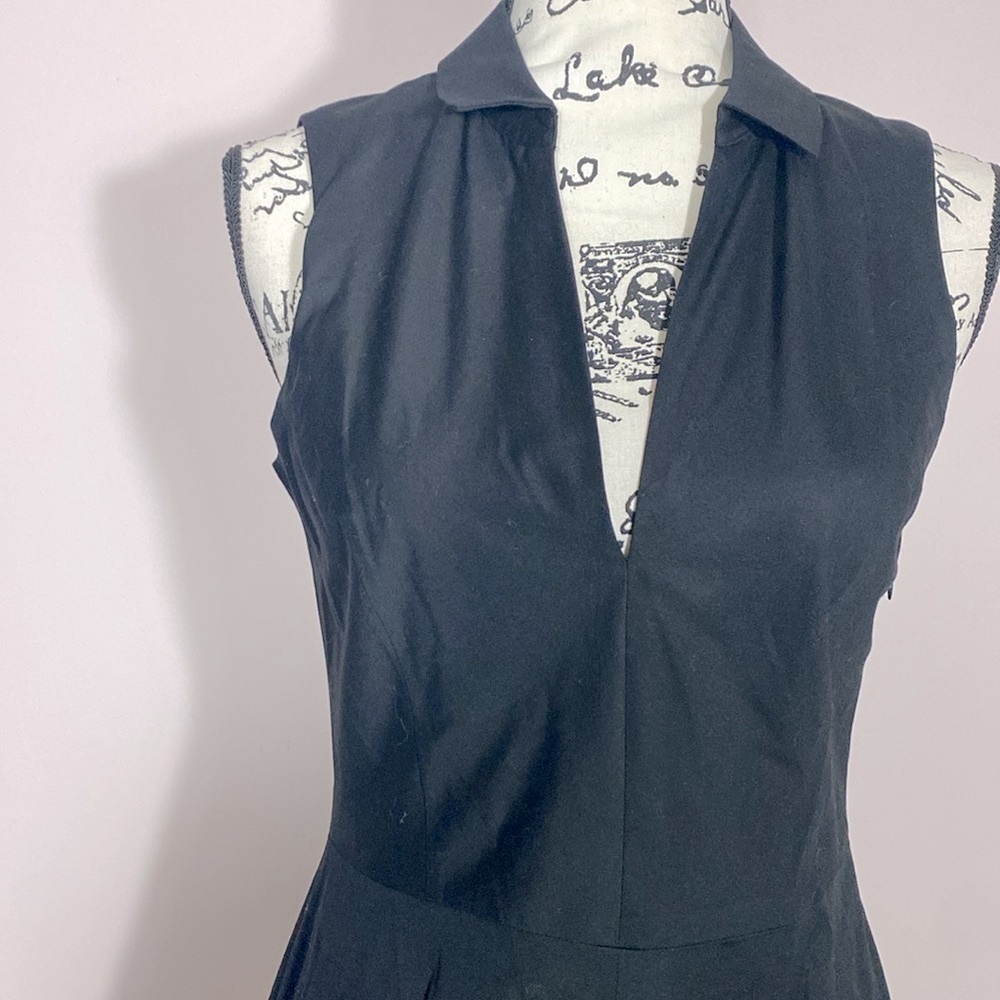 Theory Black Sleeveless Collared Black Mini Dress 2 - Picture 2 of 7